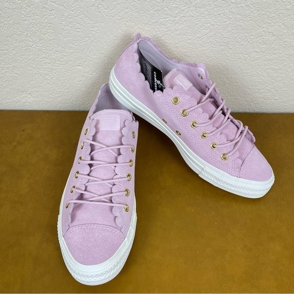 Converse CTAS Low Ox Frilly Thrills Suede Sneaker Size 10 Women - Picture 2 of 10